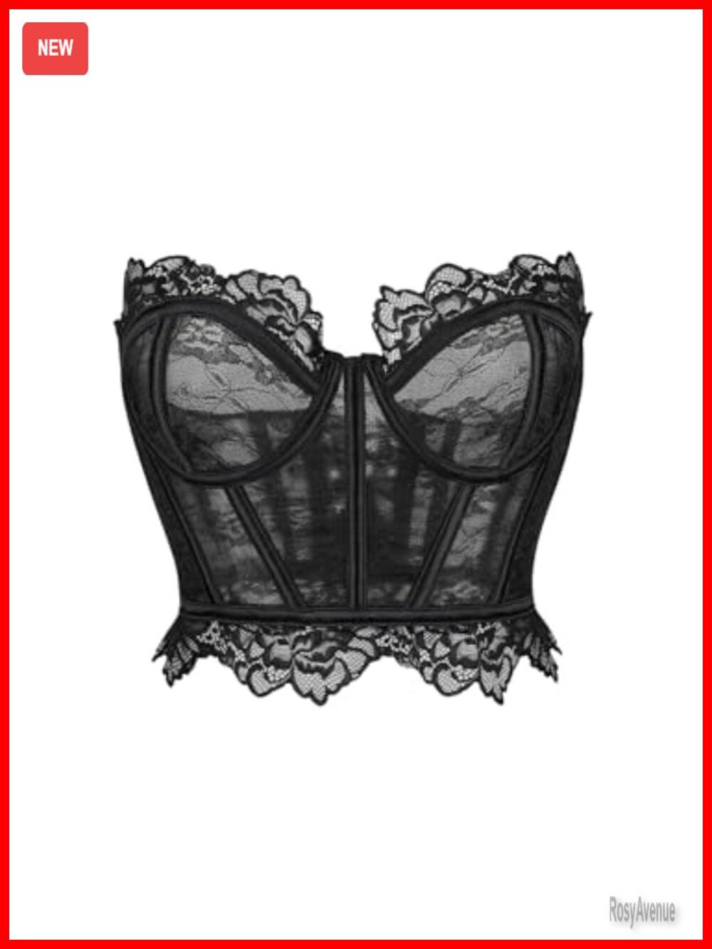 SHENHE Sheer Lace Corset Lace Up Back Strapless Tube Top